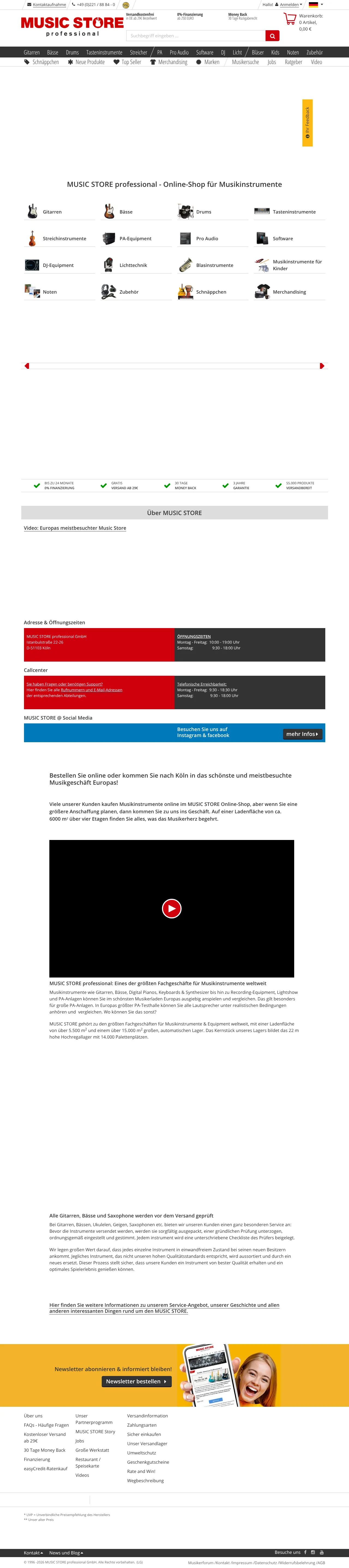 Vollständiger Screenshot von Music Store