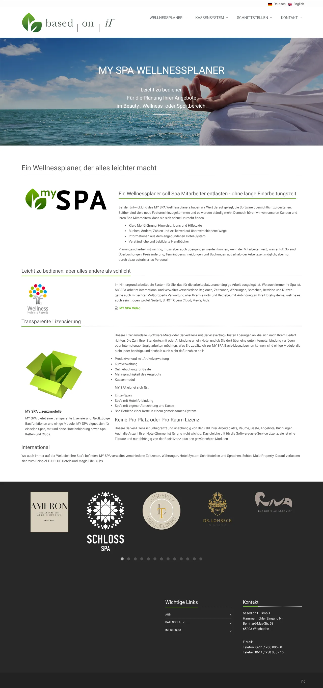 Vollständiger Screenshot von MY SPA Wellnessplaner