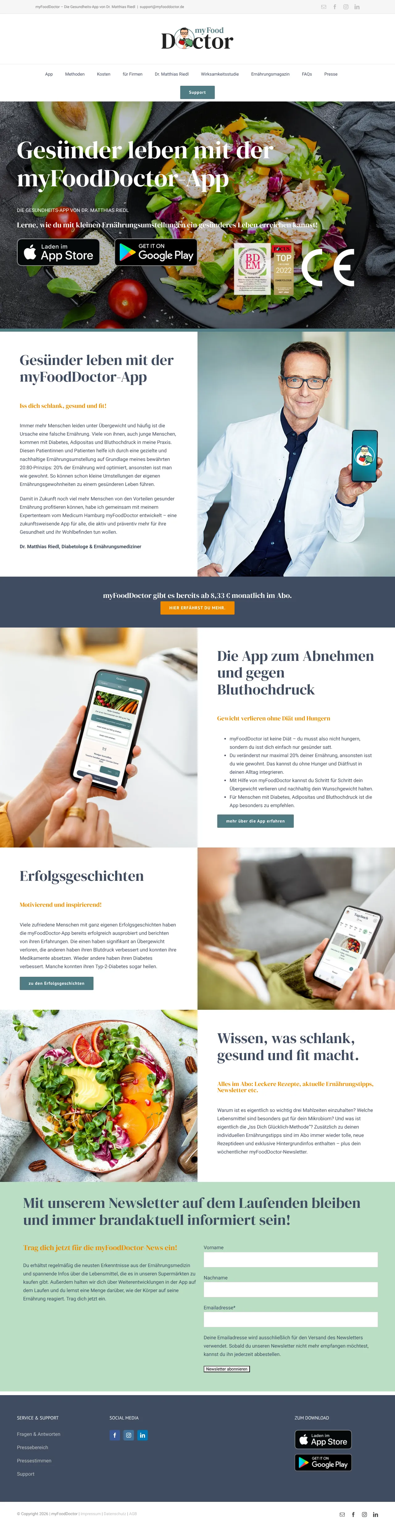 Vollständiger Screenshot von myFoodDoctor