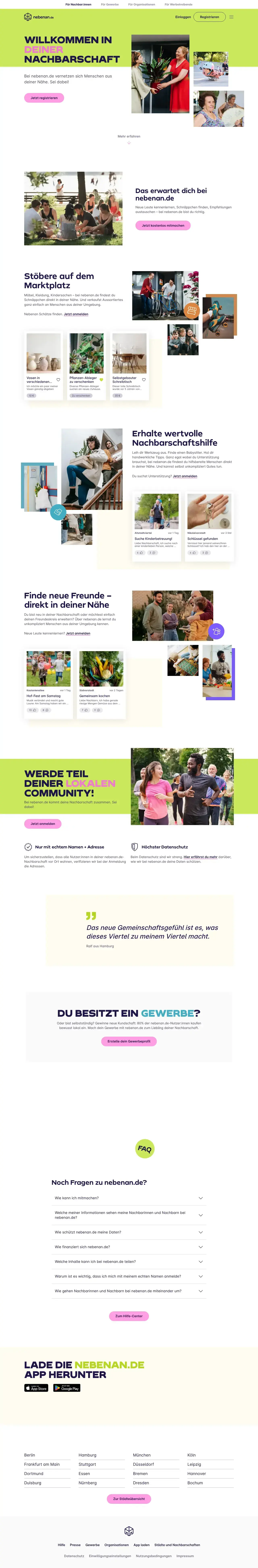 Vollständiger Screenshot von nebenan.de