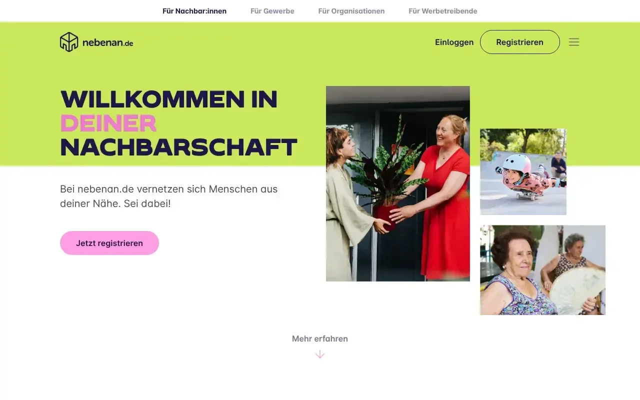 Screenshot von nebenan.de