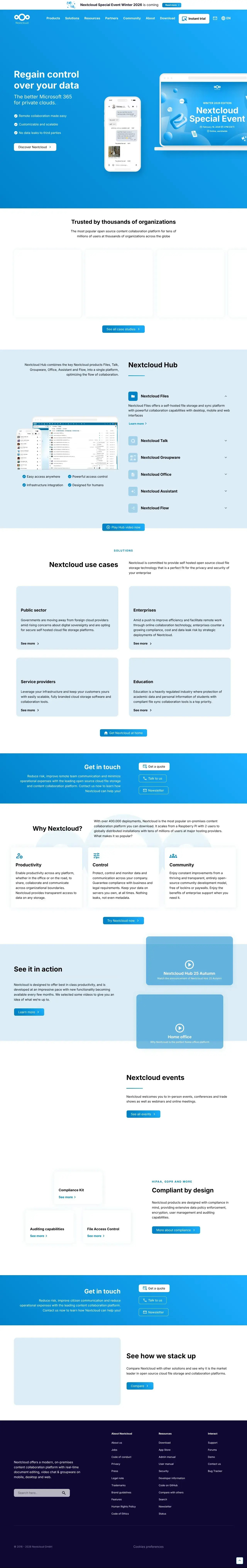 Vollständiger Screenshot von Nextcloud