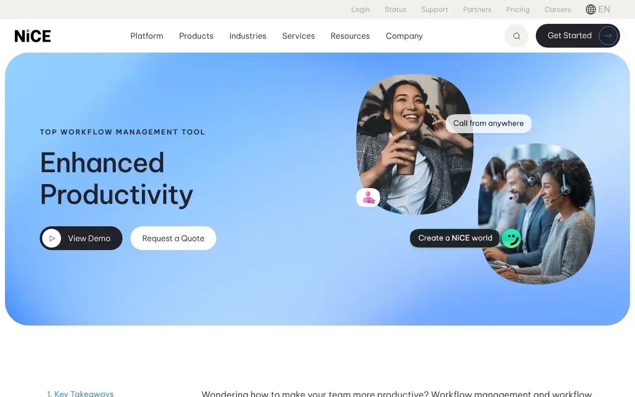 Screenshot von NICE CXone Mpower
