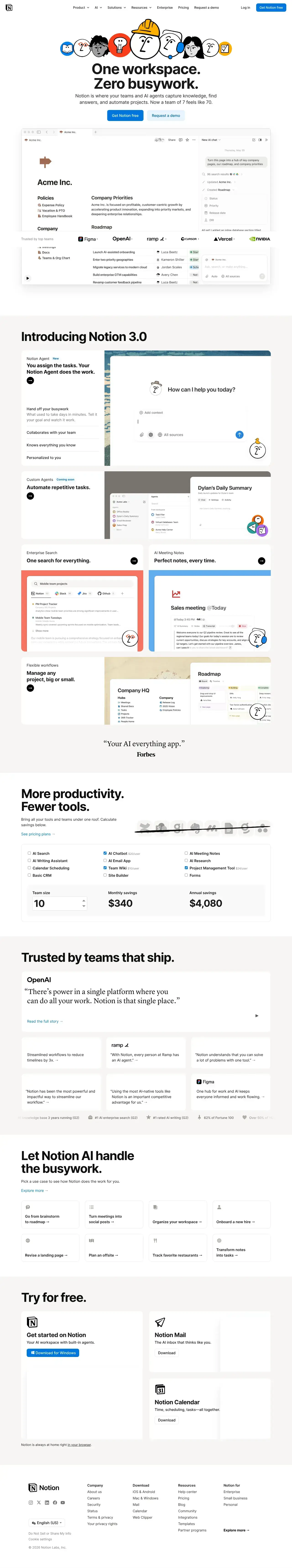 Vollständiger Screenshot von Notion