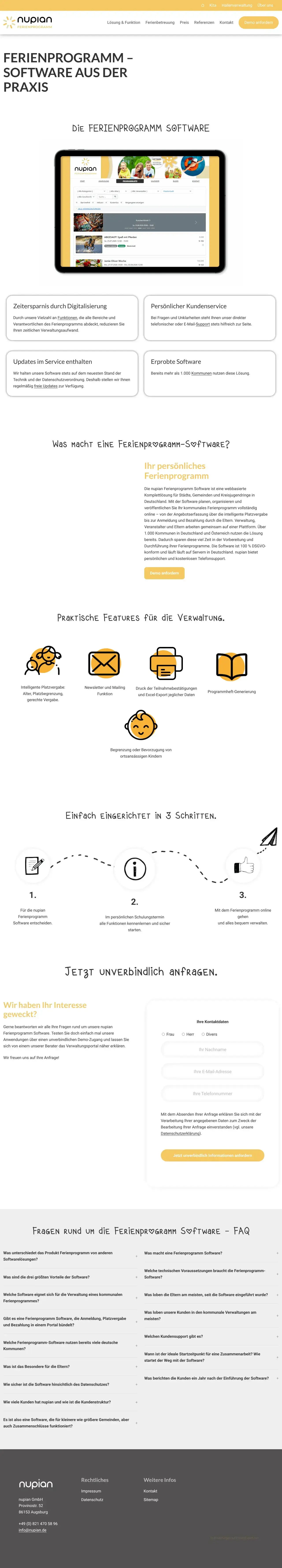 Vollständiger Screenshot von nupian Ferienprogramm-Software