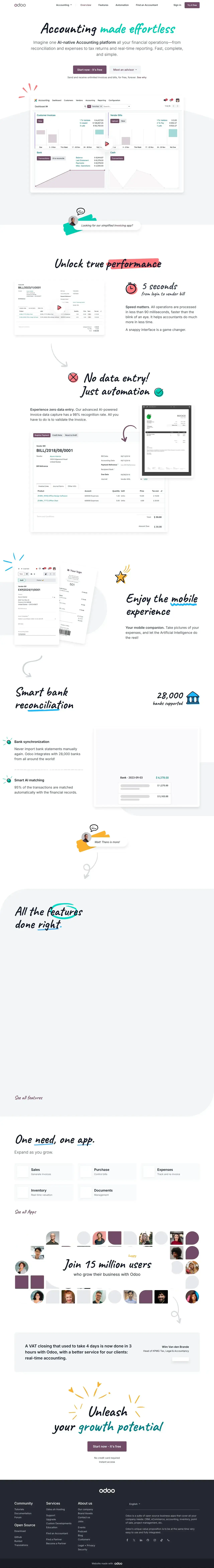 Vollständiger Screenshot von Odoo Accounting