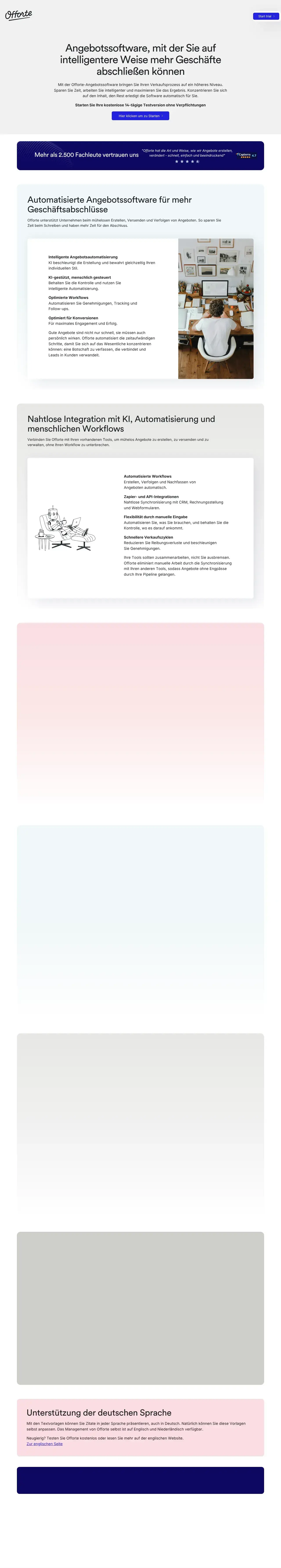 Vollständiger Screenshot von Offorte