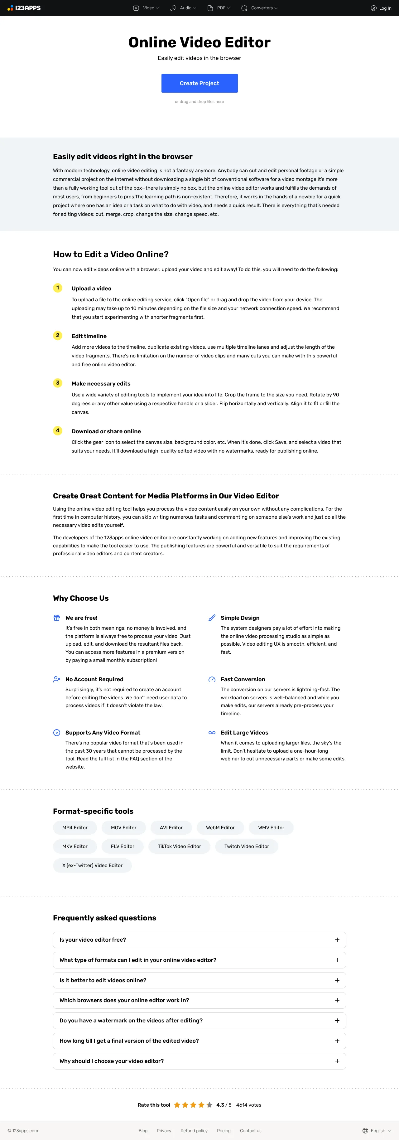 Vollständiger Screenshot von Online Video Cutter