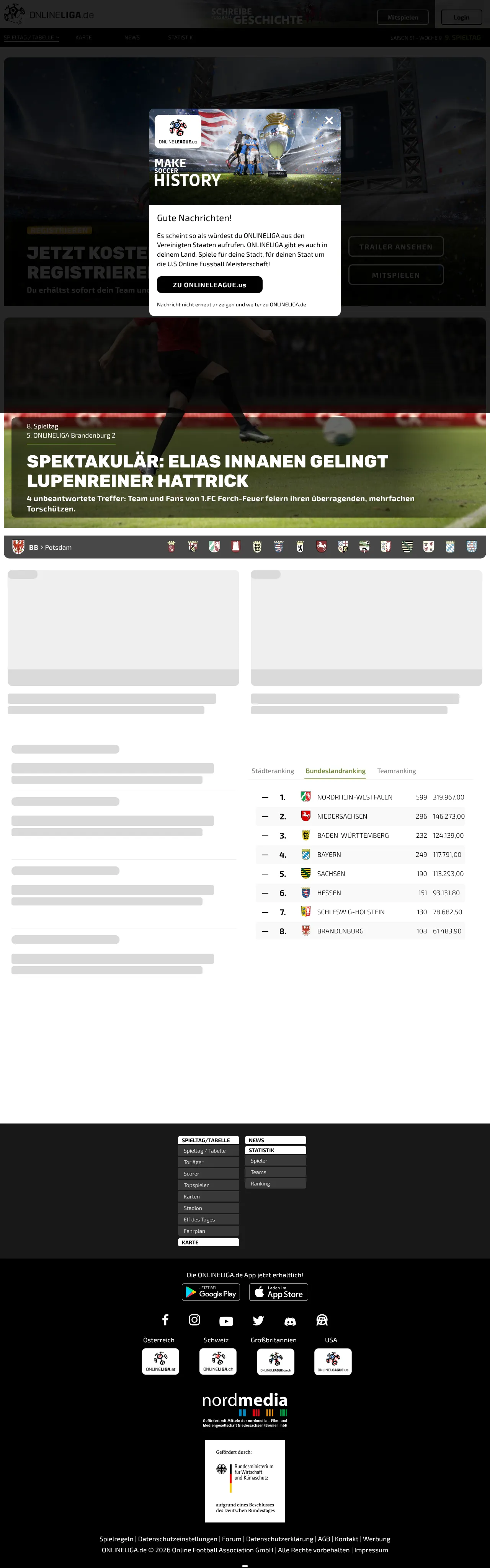 Vollständiger Screenshot von ONLINELIGA.de