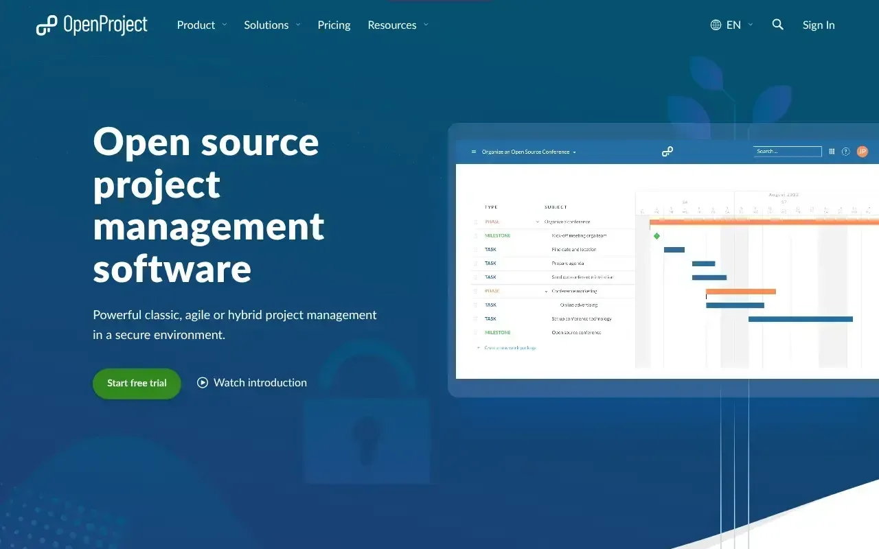 Screenshot von OpenProject