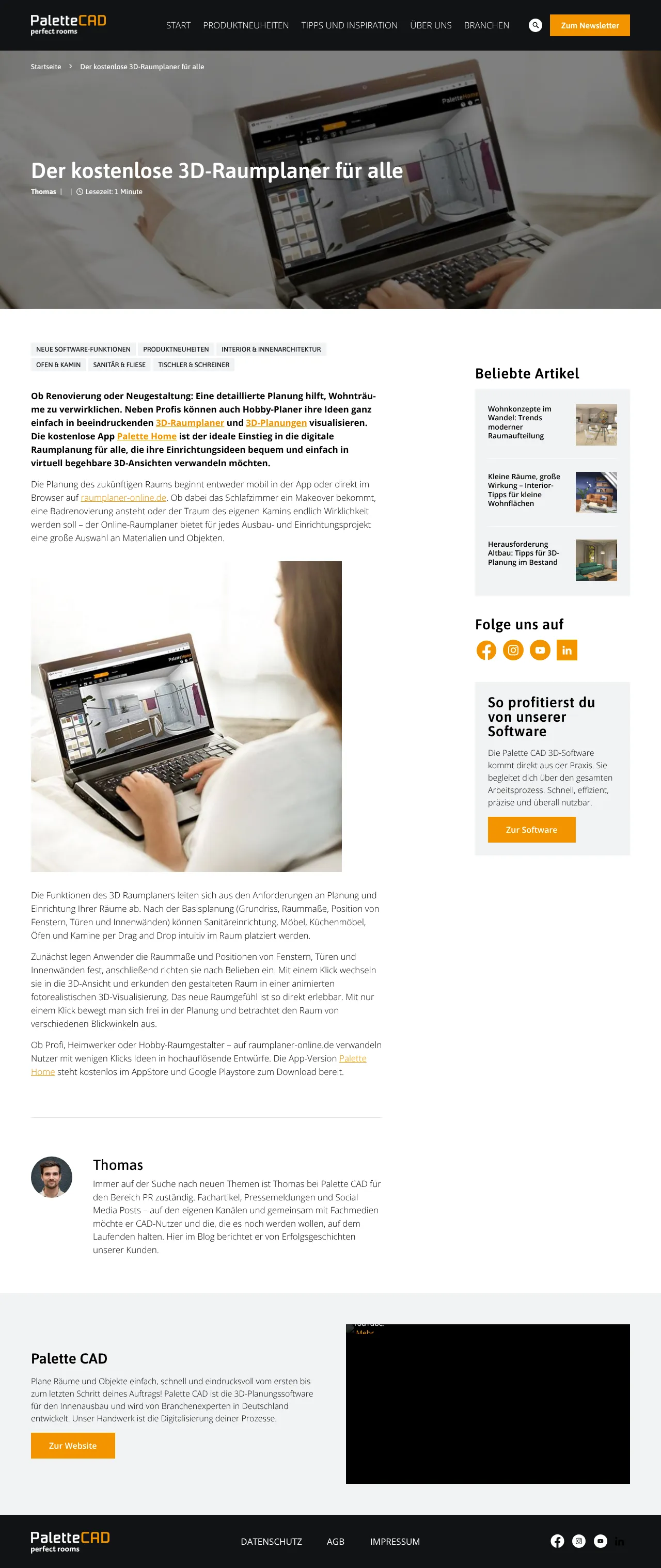 Vollständiger Screenshot von Palette CAD