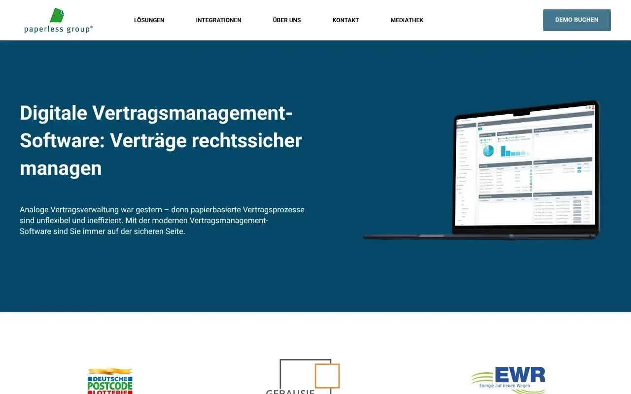 Screenshot von PAPERLESS-SOLUTIONS Vertragsmanagement-Software
