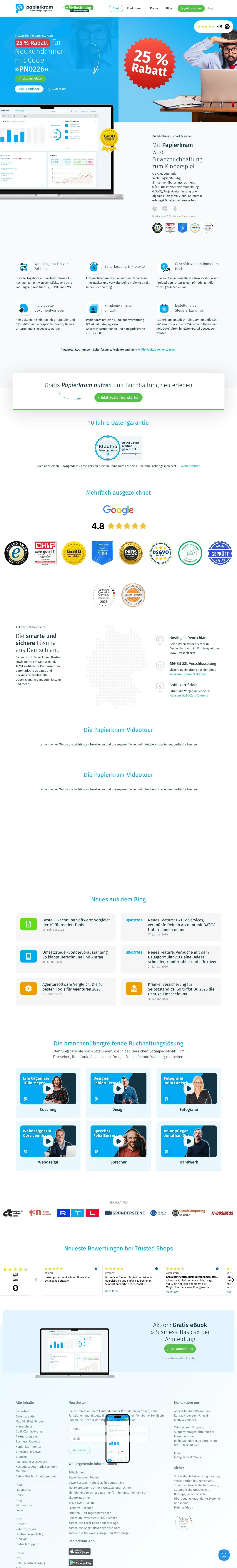 Vollständiger Screenshot von Papierkram