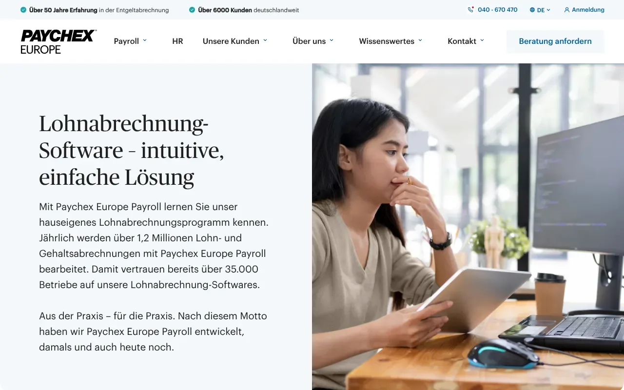 Screenshot von Paychex Europe Payroll