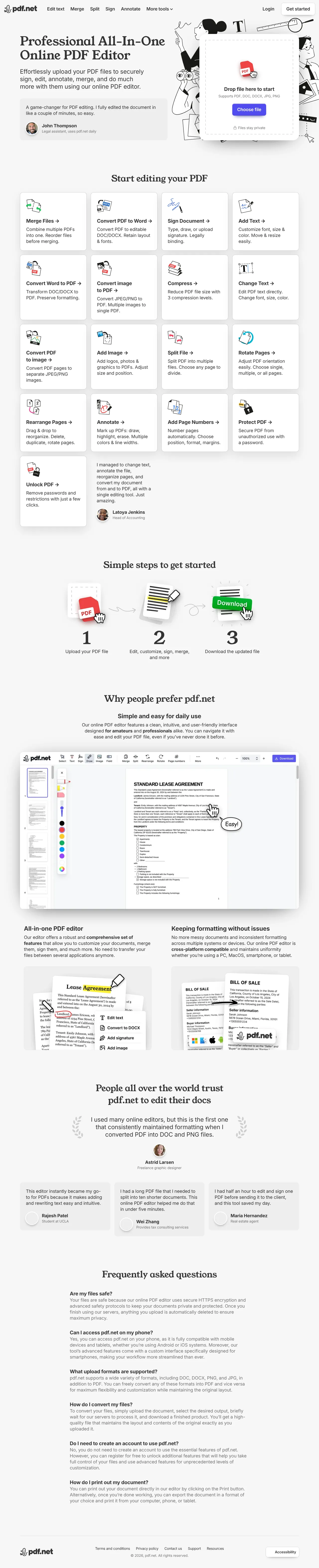 Vollständiger Screenshot von pdf.net