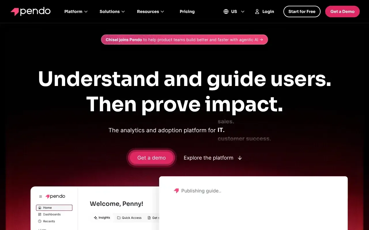 Screenshot von Pendo