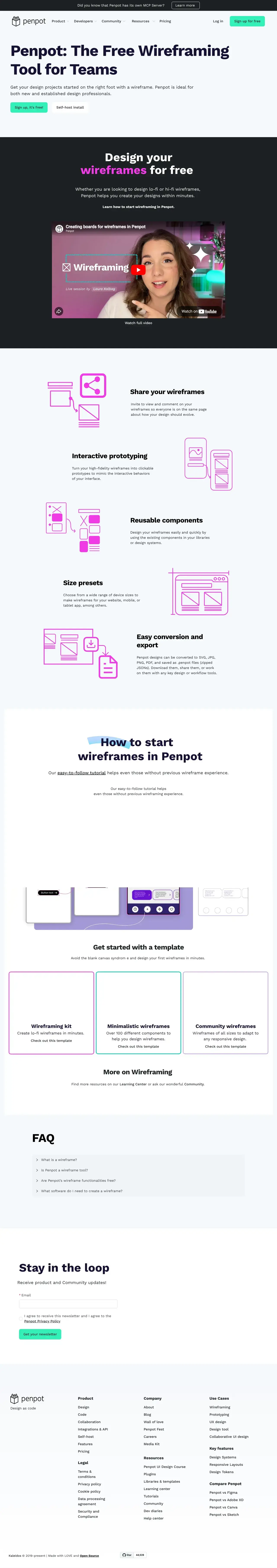 Vollständiger Screenshot von Penpot