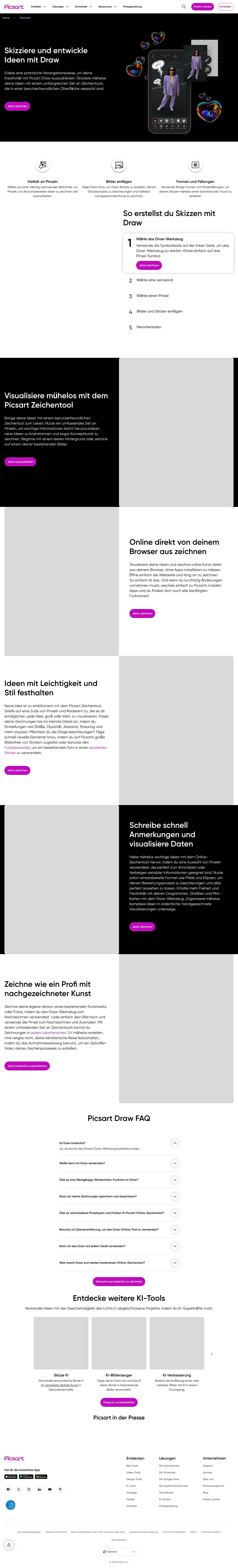 Vollständiger Screenshot von Picsart Draw