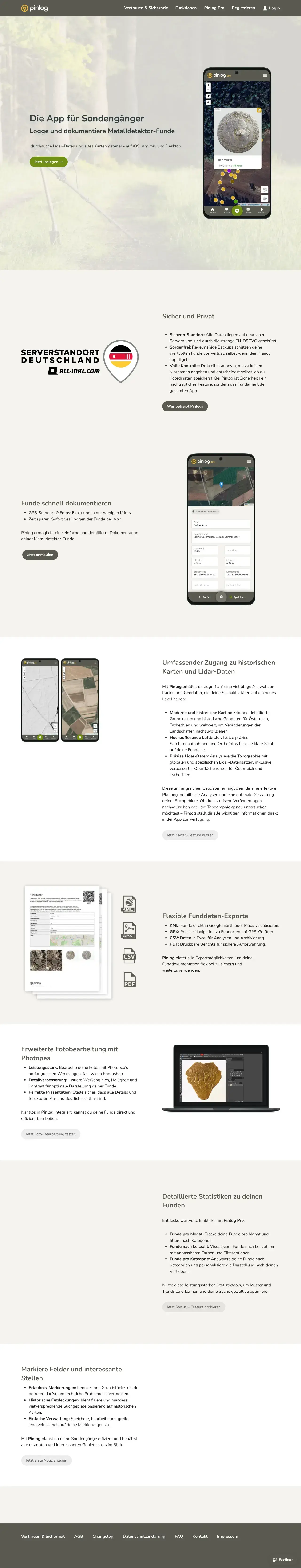 Vollständiger Screenshot von Pinlog