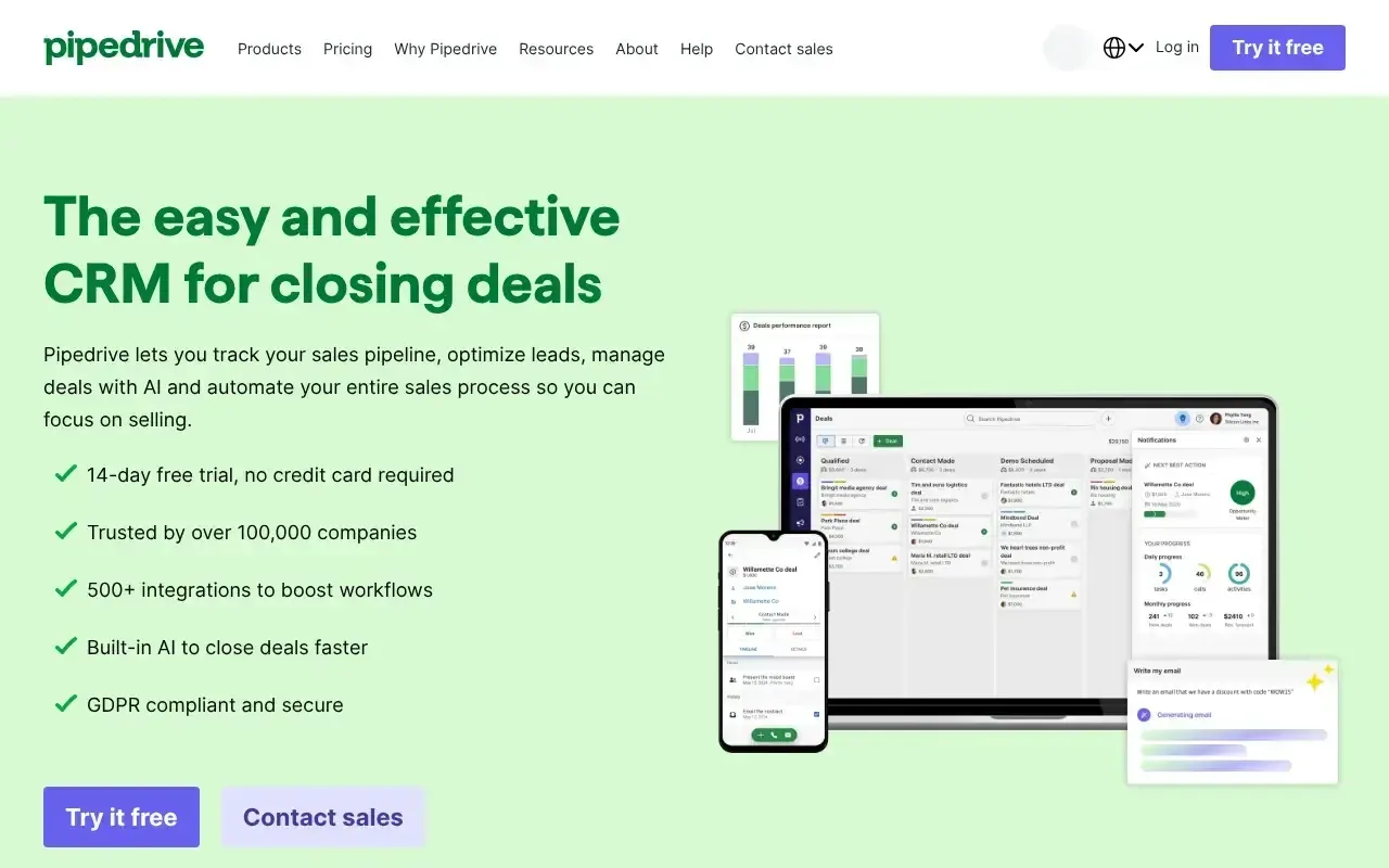 Screenshot von Pipedrive