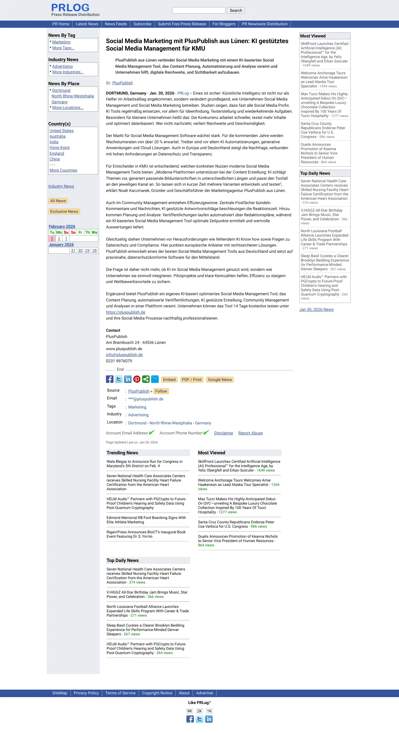 Vollständiger Screenshot von PlusPublish