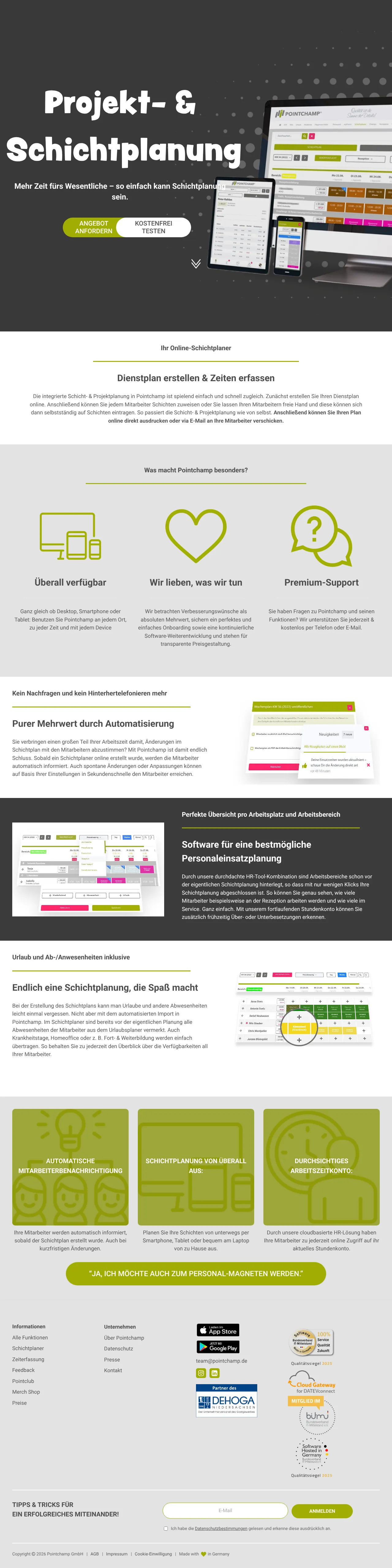 Vollständiger Screenshot von Pointchamp