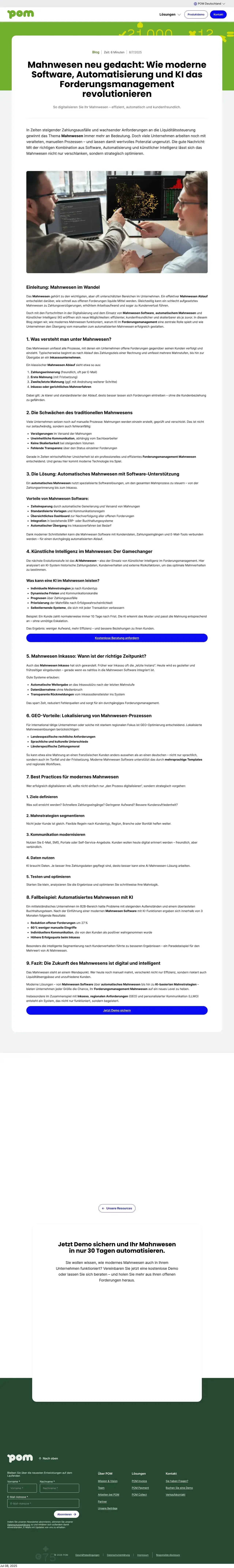 Vollständiger Screenshot von POM