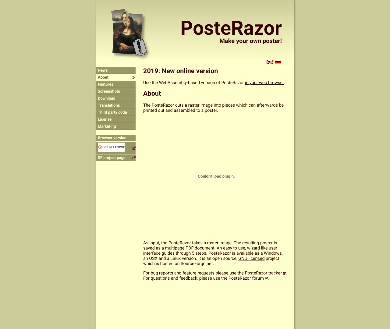 Vollständiger Screenshot von PosteRazor