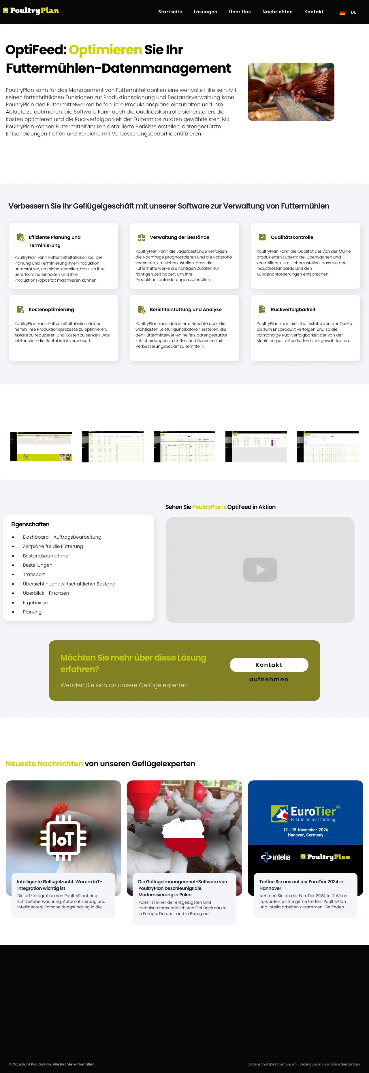 Vollständiger Screenshot von PoultryPlan OptiFeed