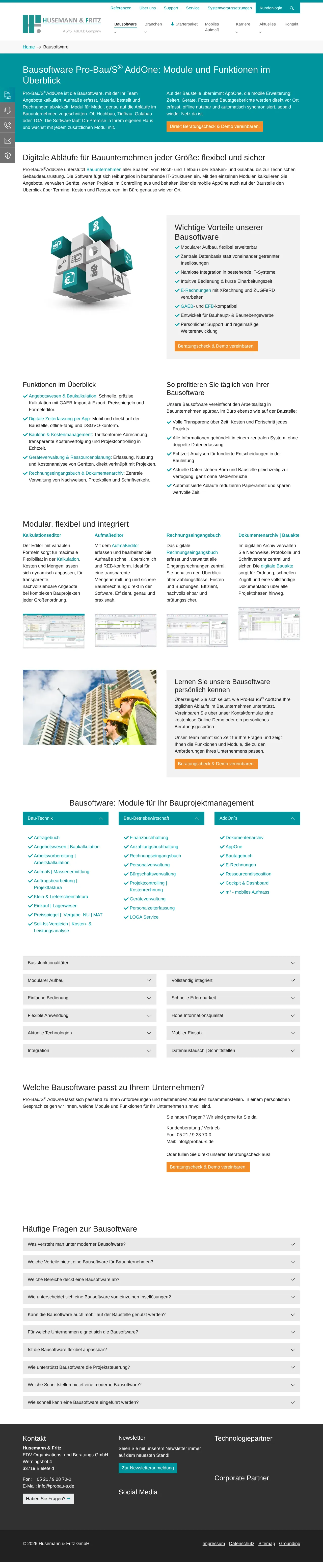 Vollständiger Screenshot von Pro-Bau/S® AddOne