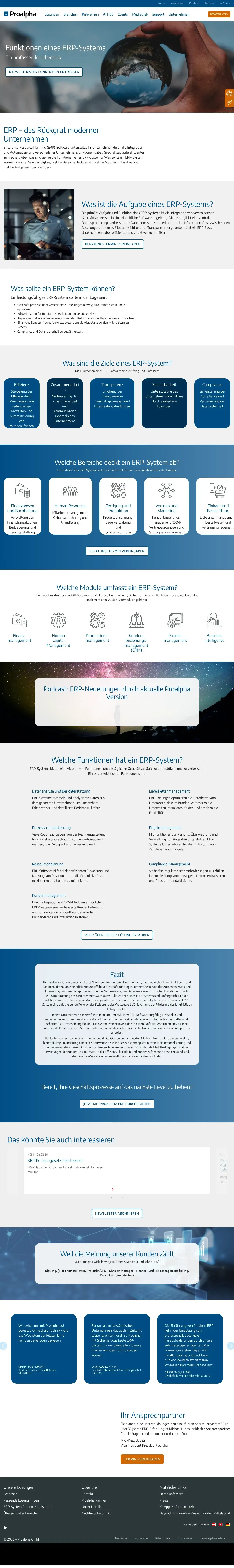 Vollständiger Screenshot von Proalpha
