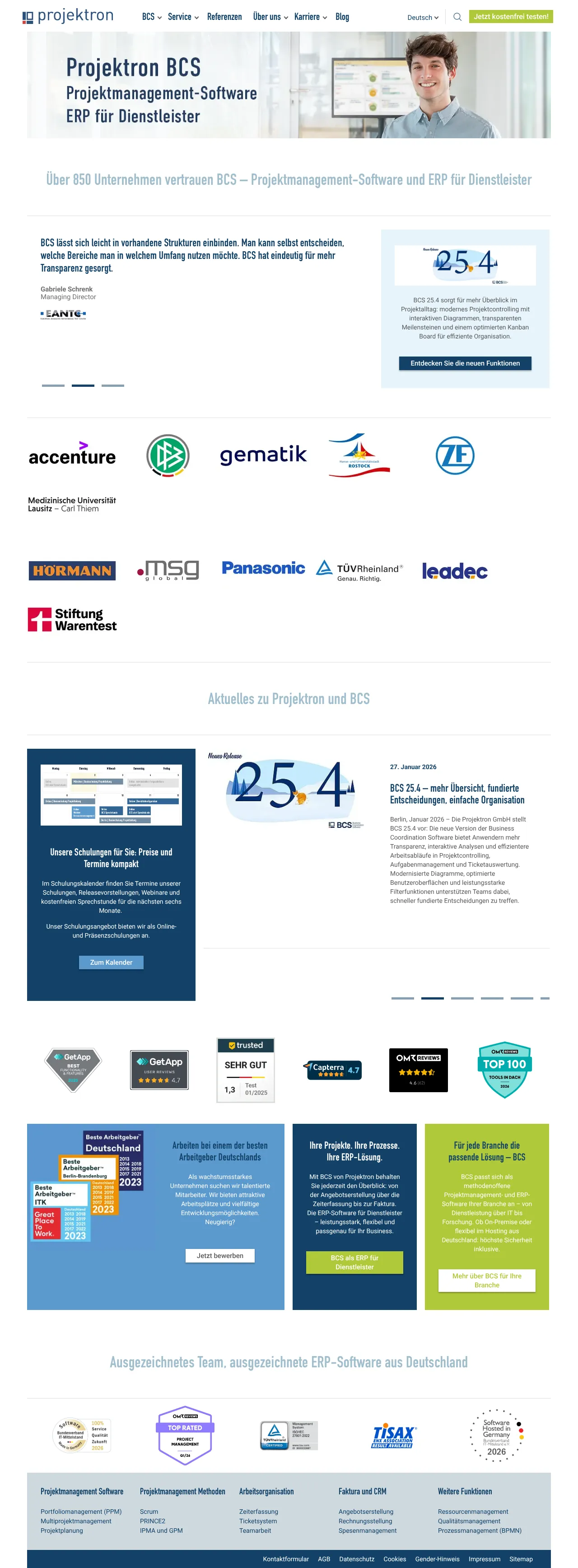 Vollständiger Screenshot von Projektron BCS