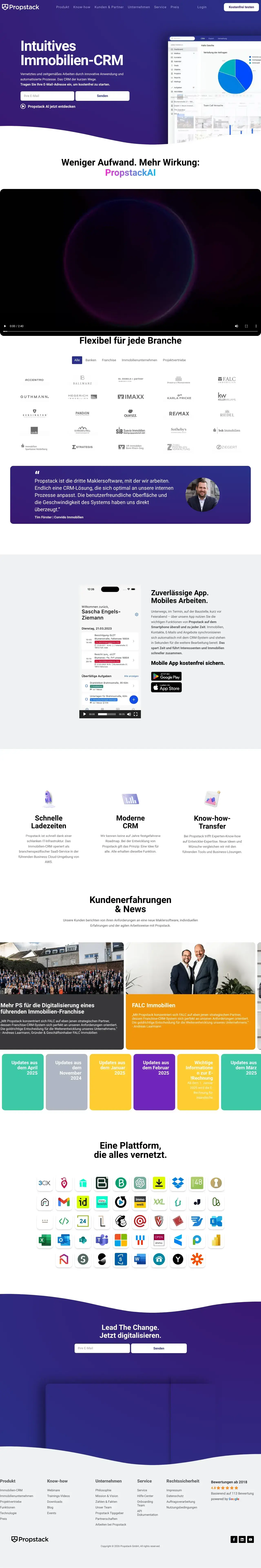 Vollständiger Screenshot von Propstack