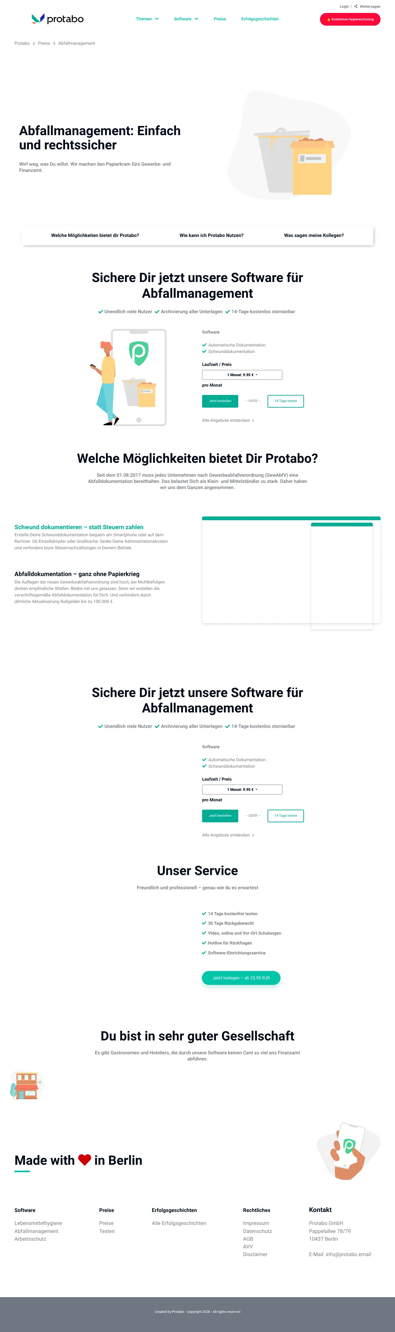 Vollständiger Screenshot von Protabo