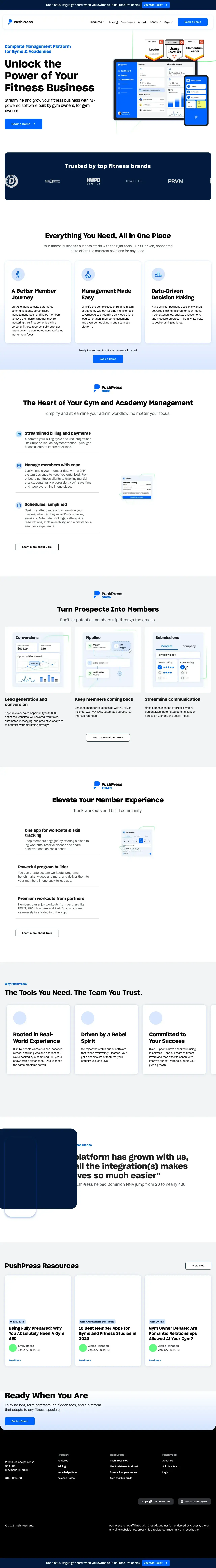 Vollständiger Screenshot von PushPress