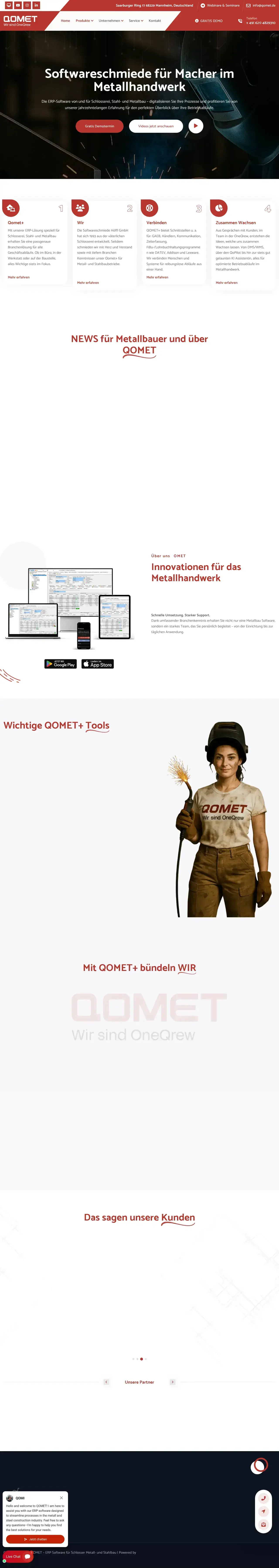 Vollständiger Screenshot von QOMET