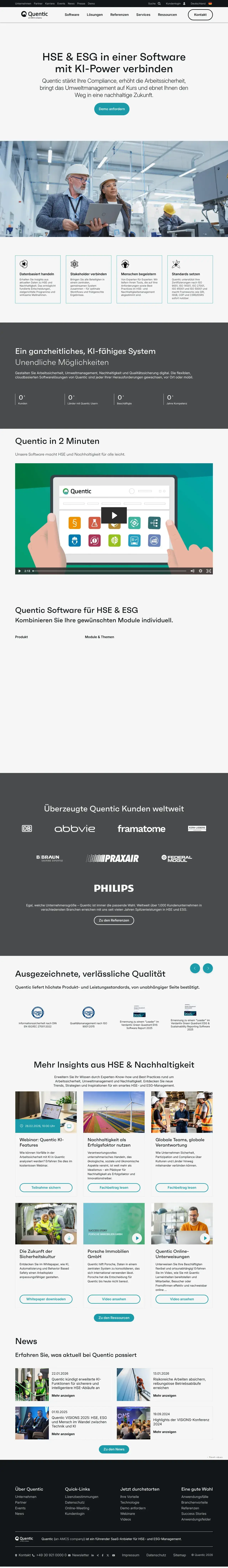 Vollständiger Screenshot von Quentic