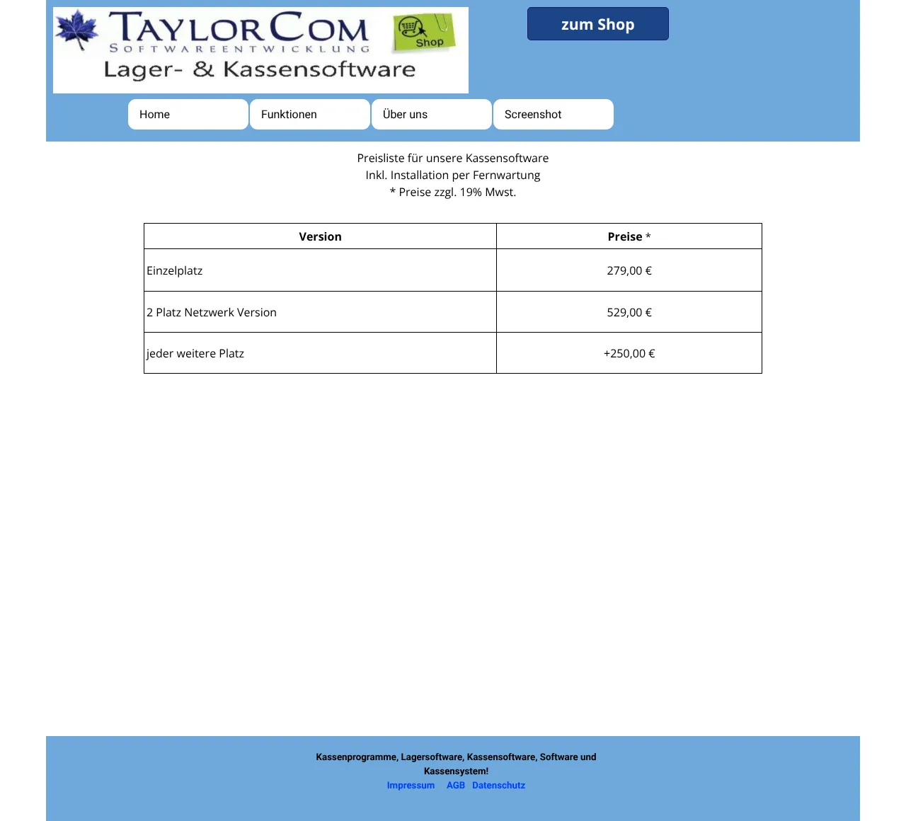 Vollständiger Screenshot von QuickKasse