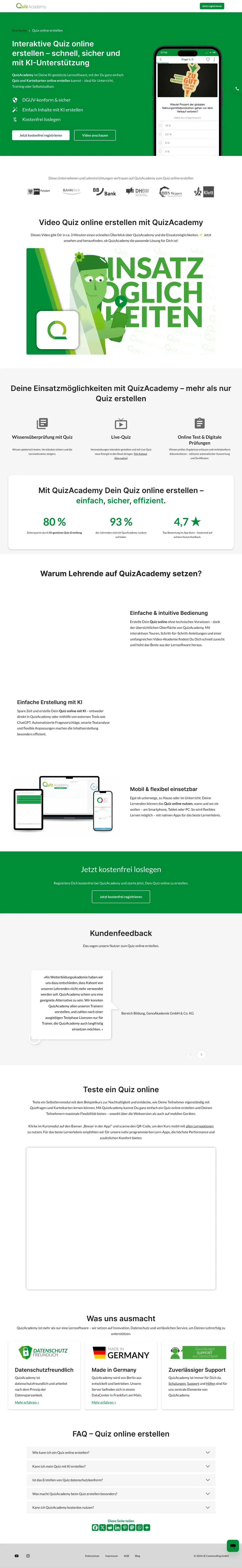 Vollständiger Screenshot von QuizAcademy