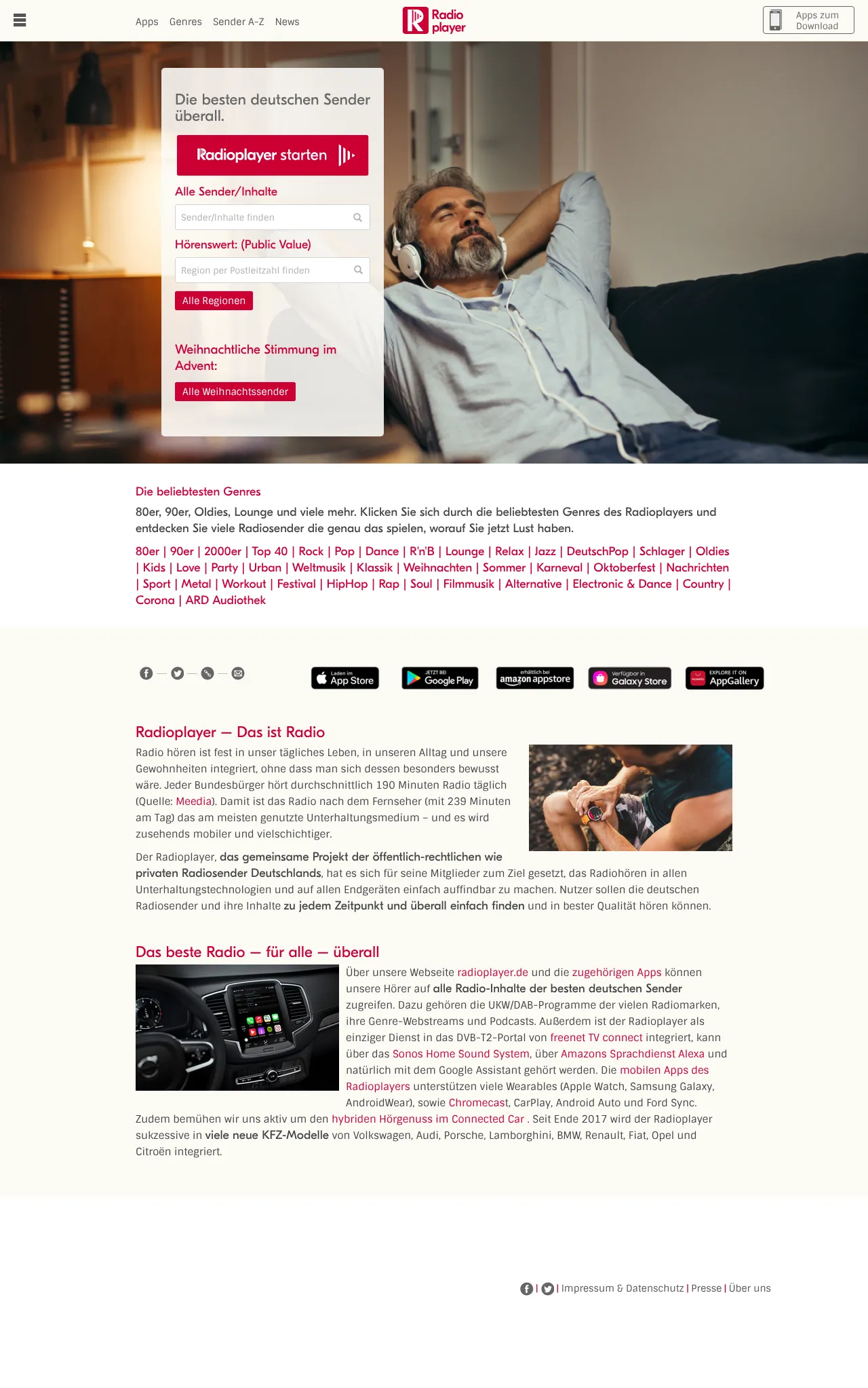 Vollständiger Screenshot von Radioplayer