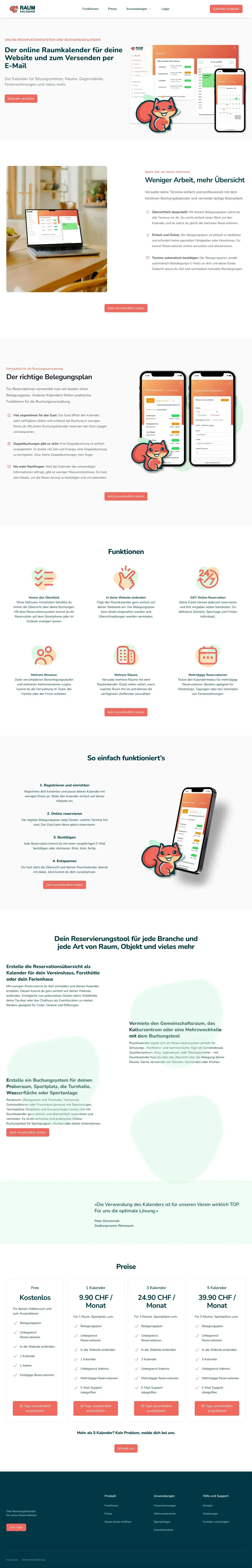 Vollständiger Screenshot von Raumkalender