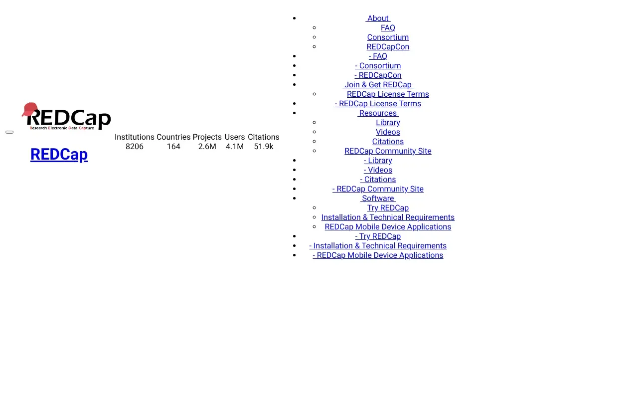 Screenshot von REDCap