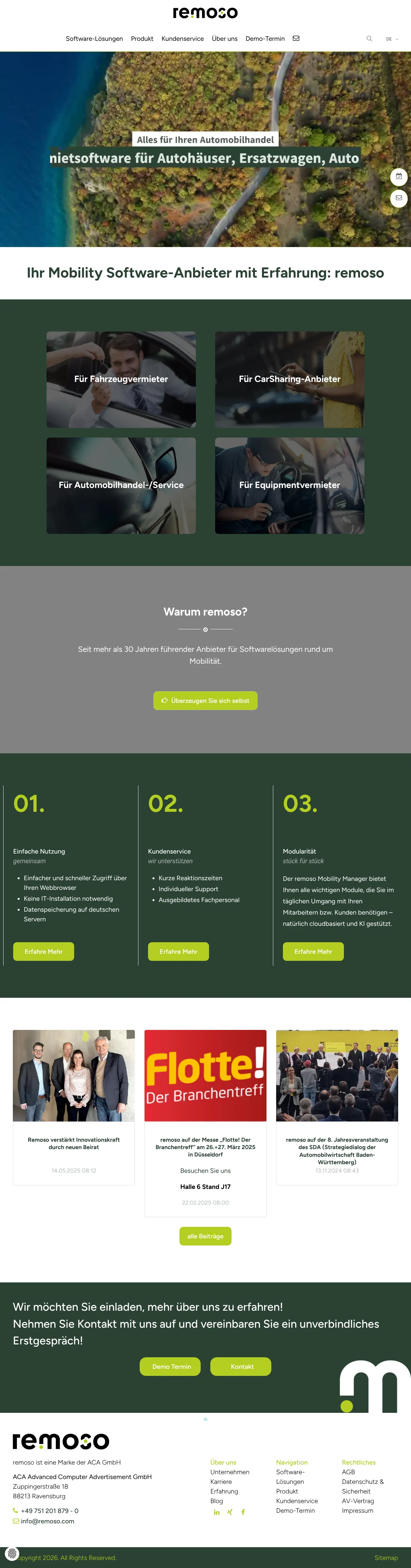 Vollständiger Screenshot von remoso Mobility Manager