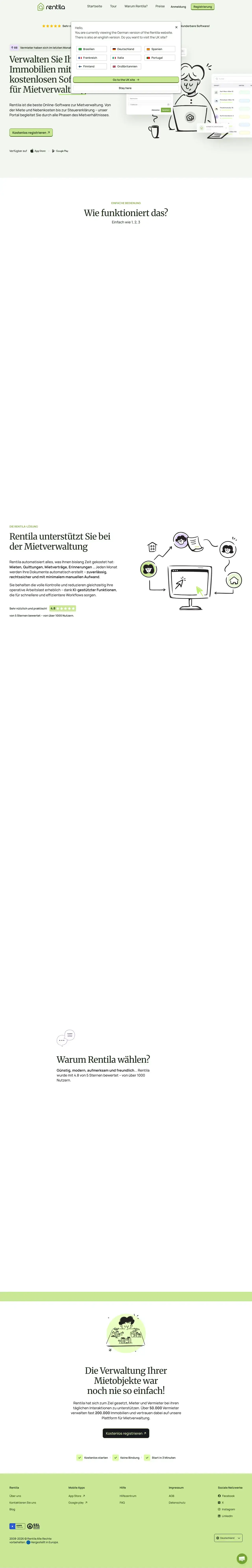 Vollständiger Screenshot von Rentila