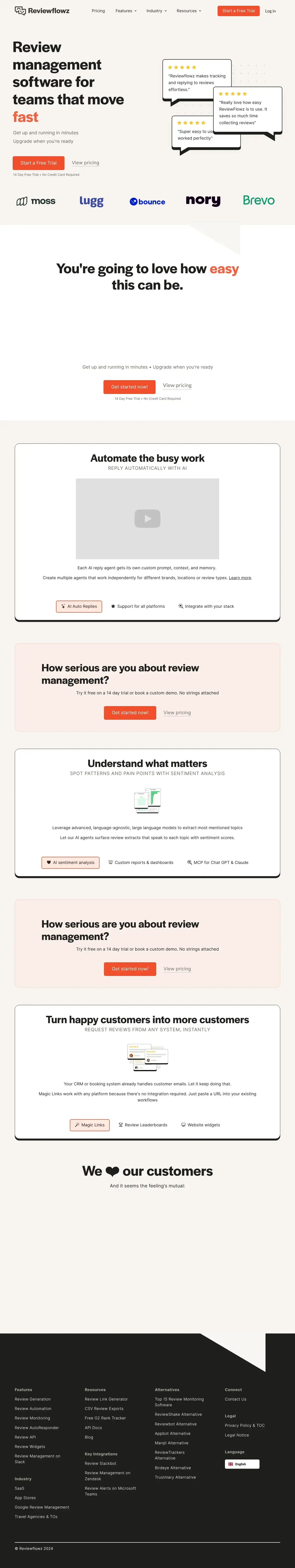 Vollständiger Screenshot von Reviewflowz