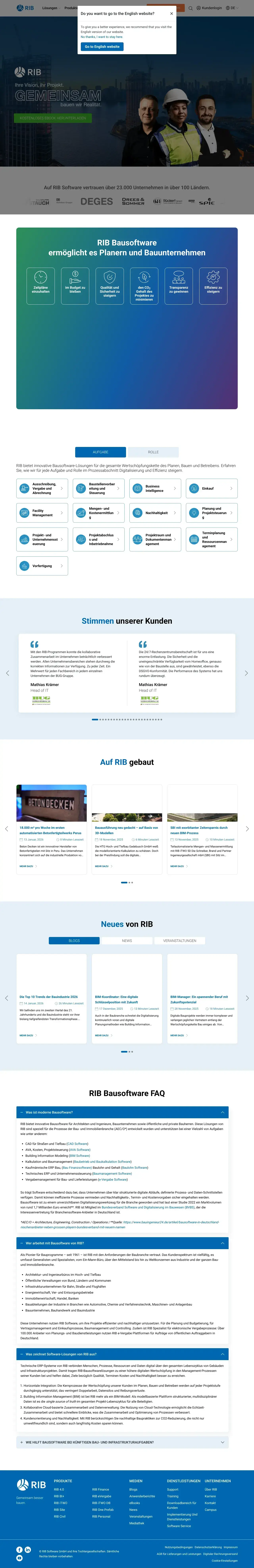 Vollständiger Screenshot von RIB Software