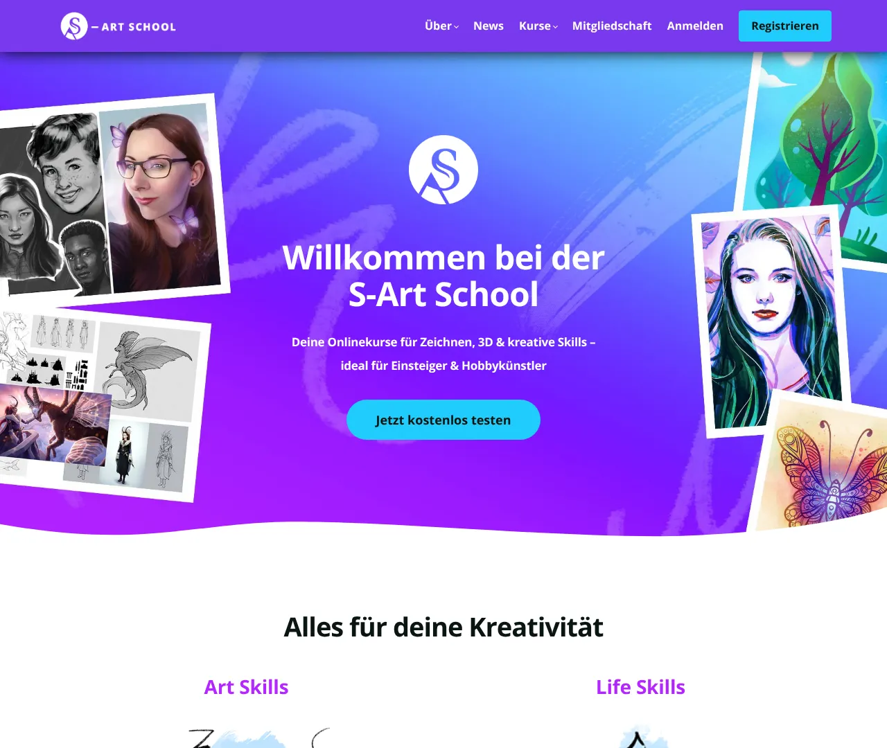 Vollständiger Screenshot von S-Art School