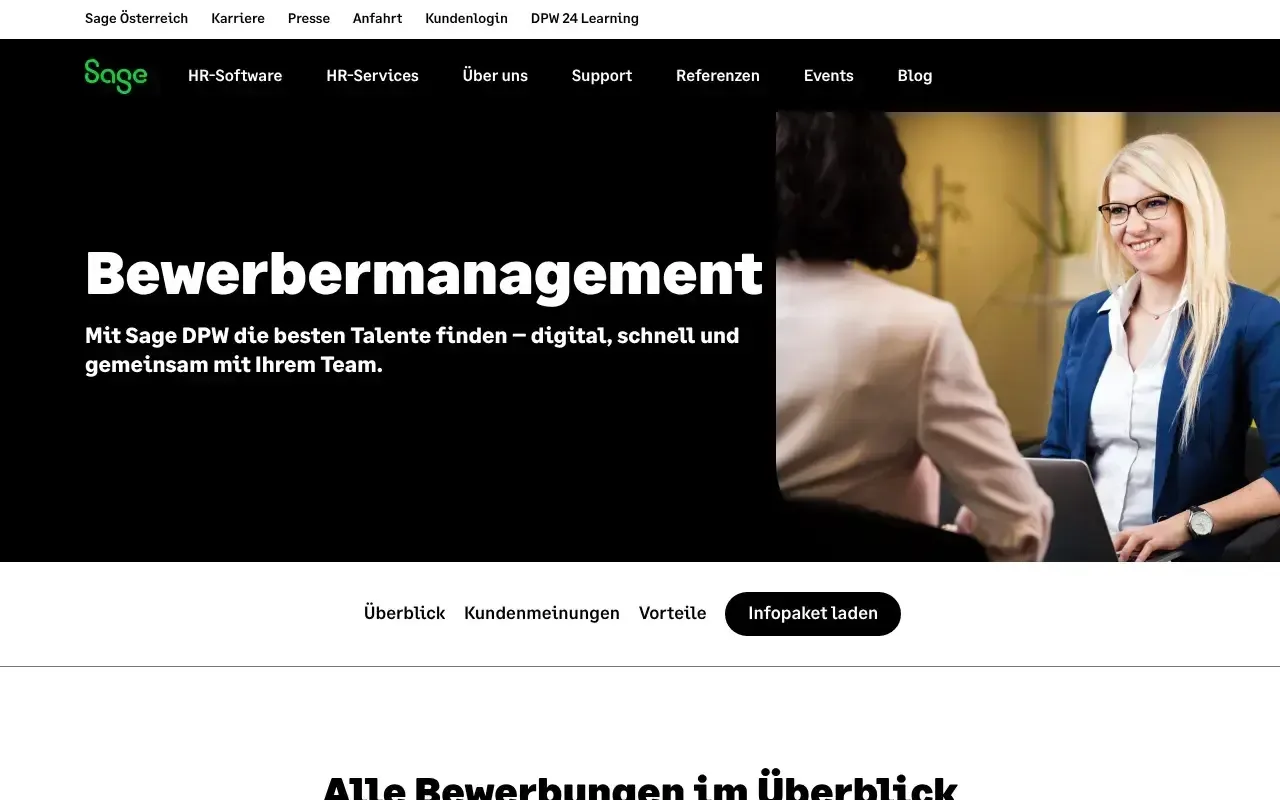 Screenshot von Sage DPW Bewerbermanagement