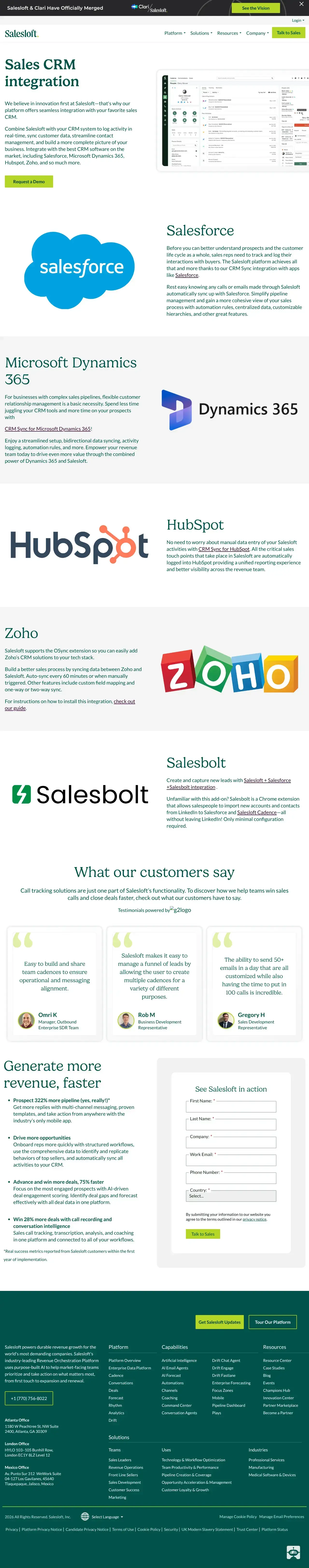 Vollständiger Screenshot von Salesloft