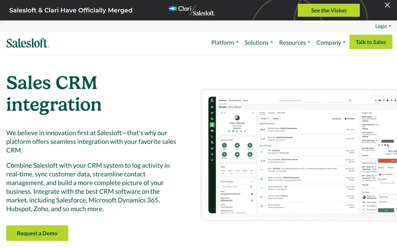 Screenshot von Salesloft